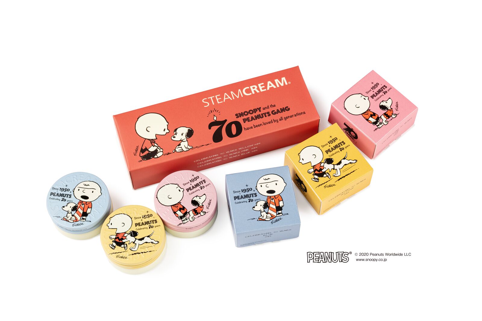 全身用保湿クリーム「スチームクリーム」より、PEANUTS生誕70周年を祝うmini缶セットが新発売！