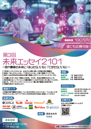応募総数は1,127件！受賞ノミネート作品13件を選出!!　第三回『未来エッセイ2101』　～22世紀の食や農業の未来を思い描くエッセイコンテスト～