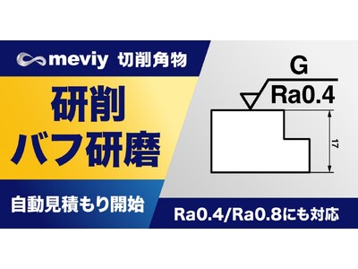 機械部品調達のAIプラットフォーム「meviy」切削加工（角物） 研削・バフ研磨　自動見積もり対応開始