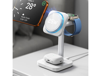 ESR｜3デバイス同時充電！人気のQi2 25W 3in1充電ステーションにホワイトモデルが仲間入り。