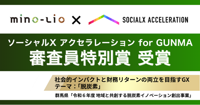 mino-lio「ソーシャルXアクセラレーション for GUNMA」にて審査員特別賞を受賞