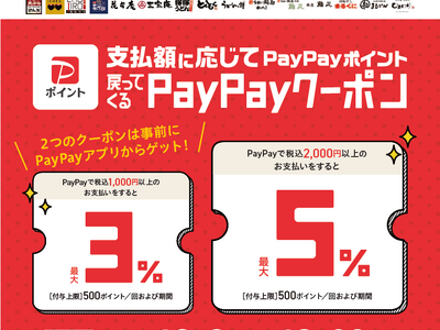 【SRSグループ】10月9日より対象店舗でPayPayクーポンキャンペーンを実施
