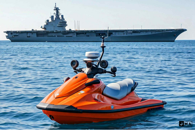 一冨士本店・ＪＭＡ、防衛省向け護衛艦「ゆうべつ」引渡式にて、水上ドローン「マリンドローン」のデモを披露