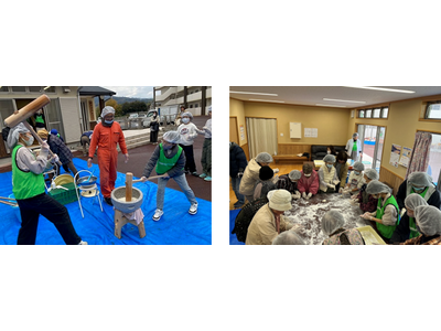 朝倉市の公営住宅で、年末恒例の「餅つき」を開催