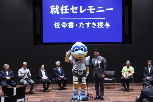 川崎フロンターレ公式マスコット「ふろん太」が交通安全サポーターに就任!7月17日(金)に就任式を開催しました。