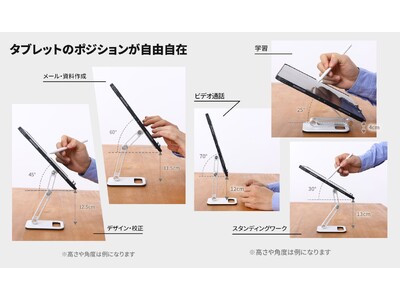 iPadやタブレットの位置が自由自在！ノマド・テレワーカーに最適な小型・軽量タブレットスタンド発売