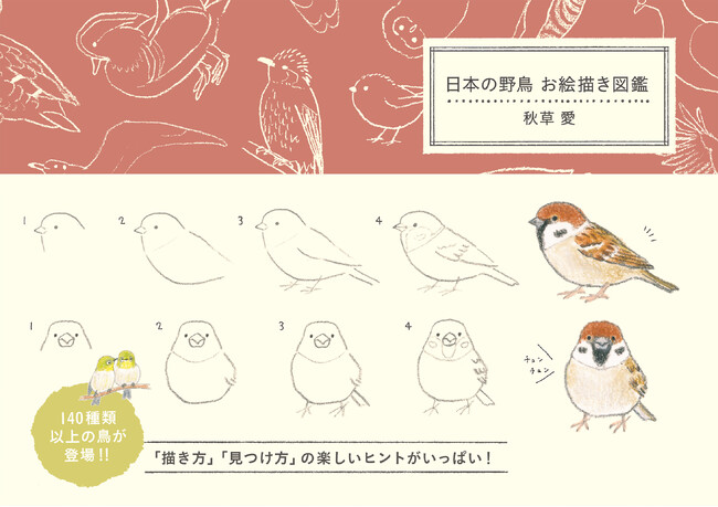 プレスリリース「野鳥の描き方、見つけ方の楽しいヒントがいっぱい！140種類以上が登場する『日本の野鳥 お絵描き図鑑』4/22発売」のイメージ画像
