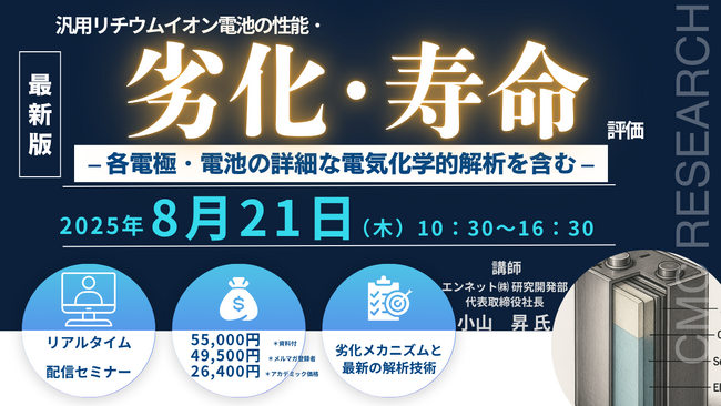 ライブ配信セミナー】汎用リチウムイオン電池の性能・劣化・寿命