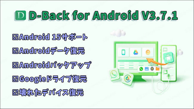 【Android 15対応】プロなアンドロイドデータ復元ツールD-Back for Android V3.7.1登場！復元成功率を大幅に向上