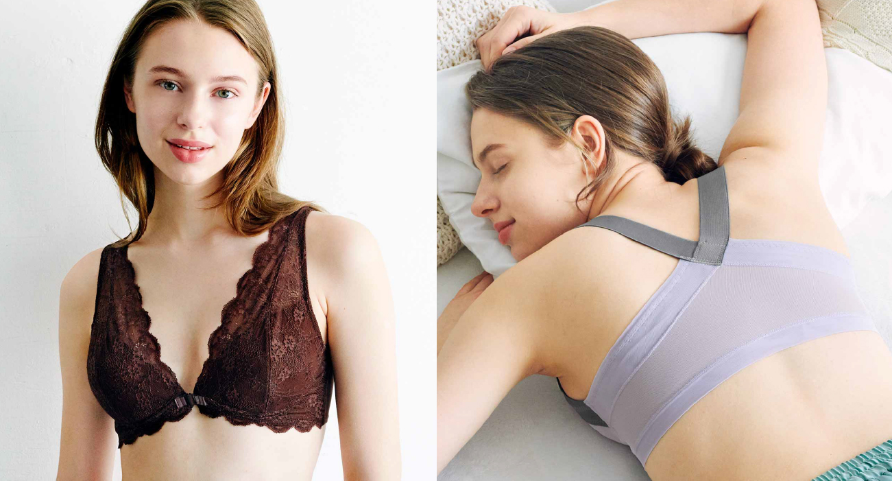 洋服感覚でサイズが選べるノンワイヤーのフロントオープンらくらくブラがフェリシモ「flufeel［フラフィール］」から豊富なサイズ展開で新登場