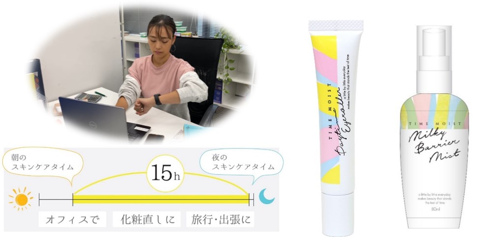冬こそ、仕事や家事の合間に“速攻乾燥対策”を！メイクの上からも使える『TIME MOIST(タイムモイスト)』目元用「デイタイムアイローラー」と顔用「ミルキーバリアミスト」