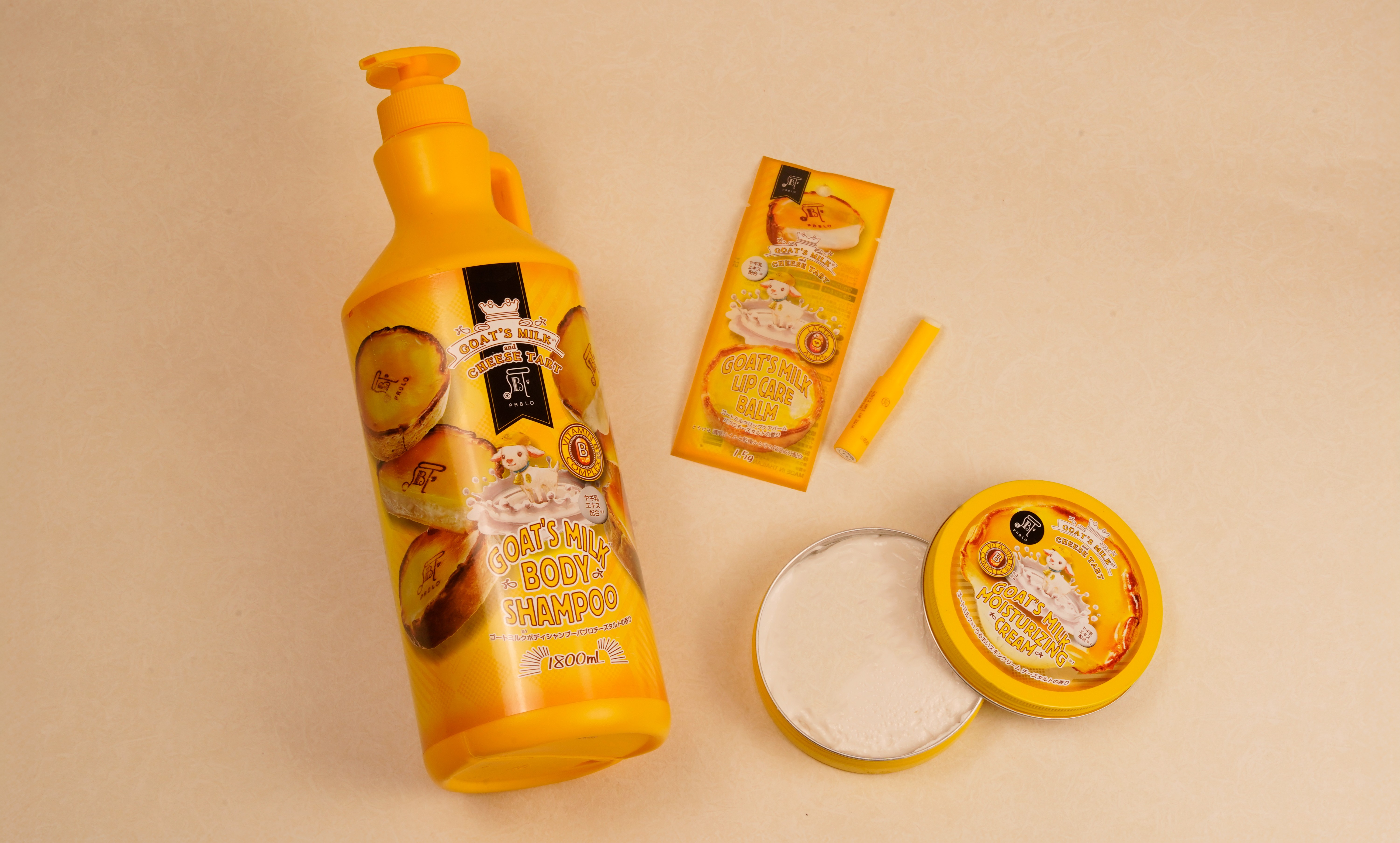 ドン・キホーテにて、パブロとろけるチーズタルトが香る「リップケアバーム」が新登場！～オリジナルスキンケアライン”ゴートミルクシリーズ”から～