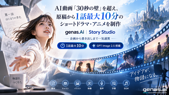AI����u30�b�̕ǁv���z���A���e����1�b�ő�10���̃V���[�g�h���}�E�A�j���𐧍�bgenas.AI�uStory Studio�i�X�g�[���[�X�^�W�I�j�v�񋟊J�n�A�摜������GPT Image 2.5����