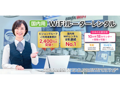 「WiFiレンタルどっとこむ(R)」、国内Wi-Fiレンタル利用者数「８年連続 No.１」を達成。