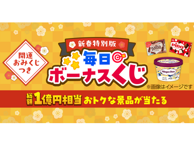 景品総額1億円超え、当選総数は1,000万本以上！Yahoo! JAPANアプリ、新春特別版「毎日ボーナスくじ」開催中