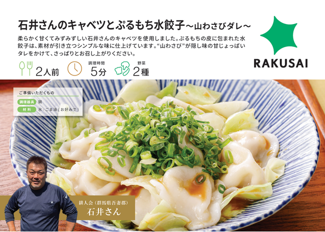 RAKUSAI野菜がおいしいミールキット 『石井さんのキャベツとぷるもち水餃子』