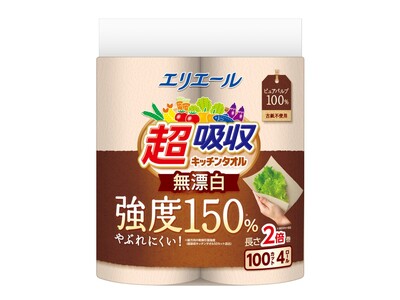 強度150%※1の丈夫なシートでコンロ掃除などの“しっかり拭き”にも活躍 『超吸収キッチンタオル 無漂白...