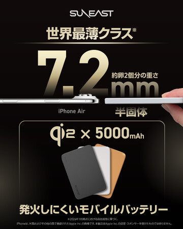 本日より予約開始！SUNEAST世界最薄クラス×半固体バッテリー採用、安全性と薄型を両立した新モデル。