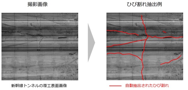 社会インフラ画像診断サービス「ひびみっけ」の画像解析AIを応用　新幹線トンネルのひび割れを抽出するAIを実用化