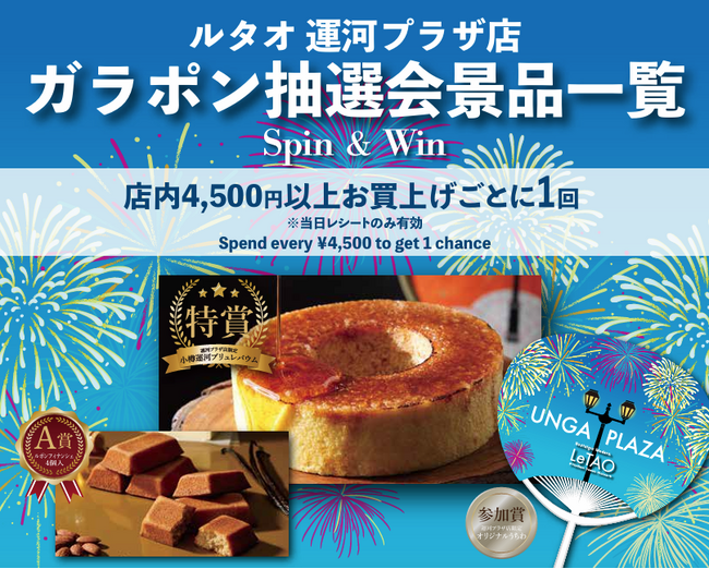 【ルタオ運河プラザ店】おたる潮まつり限定、ハズレなしの抽選会を開催。ひんやり贅沢なメロンの新商品も登場！
