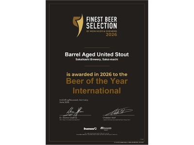 茨城県境町「さかい河岸ブルワリー」の『Barrel Aged United Stout』が843銘柄中最高評価タイ98点、「Beer of the Year International」を受賞