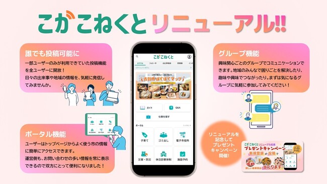 福岡県古賀市の情報発信・交流プラットフォーム「こがこねくと」が2026年2月20日にリニューアル。ポータル機能新設や投稿機能の強化でさらに便利な交流の場へとアップデート！