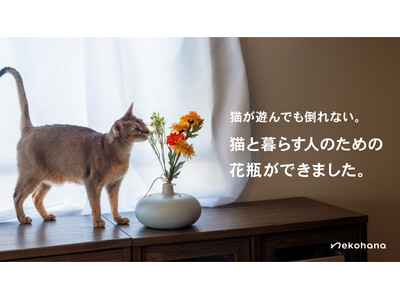 猫が遊んでも倒れない花瓶、ネコハナから発売開始