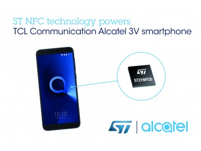 STのNFC技術が、TCL Communication社のAlcatel 3Vスマートフォンに採用され卓越した非接触通信体験を実現