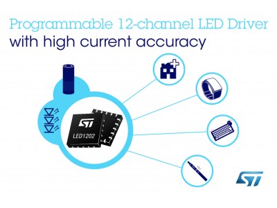 スマート機器やウェアラブル機器の照明効果を向上させるプログラマブルRGB-LEDドライバ（12チャネル）を発表