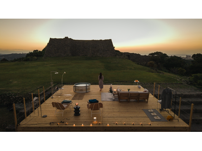 インフラ開発不要で、世界遺産にポップアップリゾートを構築。沖縄県中城村の中城城跡で実証実験開始。無料宿泊体験モニターを募集。