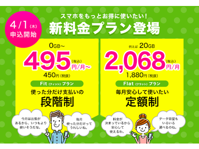 格安SIMのエキサイトモバイルから、多彩な利用シーンに応える2種類の料金プラン：段階制料金プラン「Fit」と定額制料金プラン「Flat」が新登場！2021年4月1日より提供開始