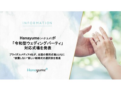 結婚式場情報サイト『Hanayume（ハナユメ）』が「令和型ウェディングパーティ」対応式場を発表