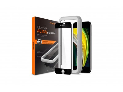 もう失敗しない！Spigen、専用の貼り付けガイド枠付きiPhone SE用全面保護ガラスフィルム「Align Master フルカバーブラック」を発売