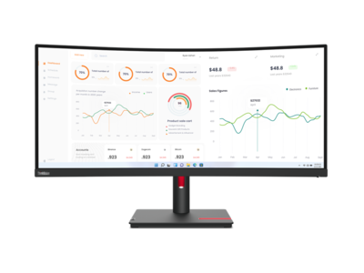 レノボ、広い視野と深い没入感をもたらす34型カービングモニター「ThinkVision T34w-30」を発表