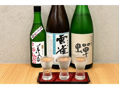 1年熟成の「蝉」も入った熊本の銘酒3種を飲み比べる、日本酒フェアを大阪・本町で開催｜すし酒場 にほんいち 本町店