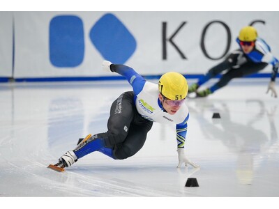 日本通運所属のショートトラックスピードスケート宮田将吾選手が全日本選手権で2冠達成