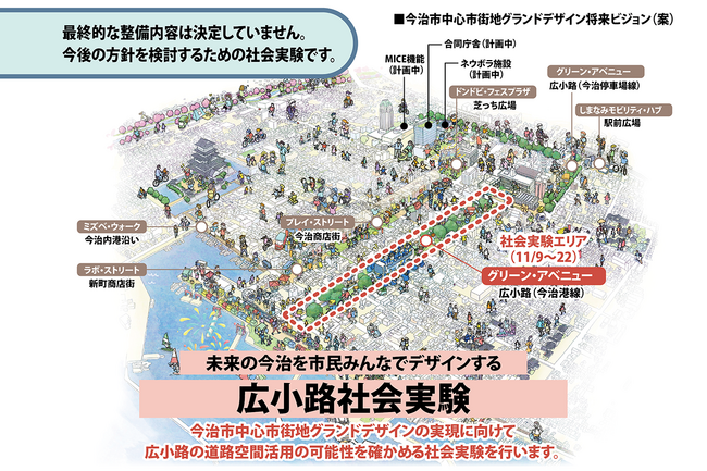未来の今治を市民みんなでデザインする――広小路社会実験を11月に実施します【愛媛県今治市】
