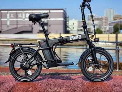 免許不要の電動バイク！今までに無かった16inch折り畳み自転車タイプ(フロントサスペンション付き)MySmart16(マイスマート16)