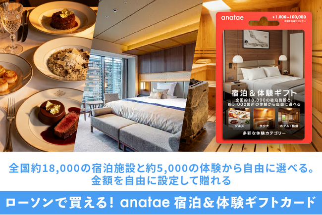 体験ギフト・マーケットプレイス「anatae（あなたへ）」、全国のローソン店舗でギフトカードの販売を開始（一部店舗を除く）