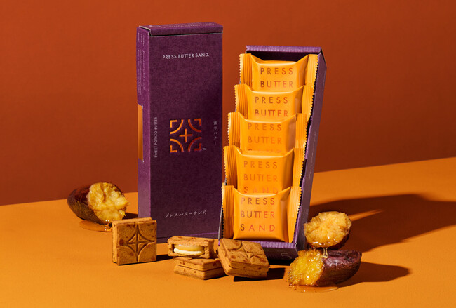 【お芋スイーツ】「PRESS BUTTER SAND」秋の主役は “蜜芋”！〈バター × 焼き芋〉の背徳感でプチ贅沢♪濃厚甘美な自信作「バターサンド〈蜜芋バター〉」