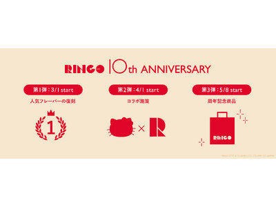 【周年企画】愛され続けて10年…RINGOが贈るとっておきの期間　｜人気No.1商品の復活、ハローキティとのコラボ、記念商品も登場！特別プロジェクト「RINGO 10th ANNIVERSARY」