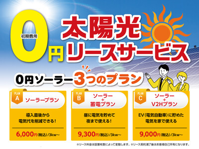 初期費用0円で始める再エネ活用「0円太陽光リース」定額サービスがスタート！