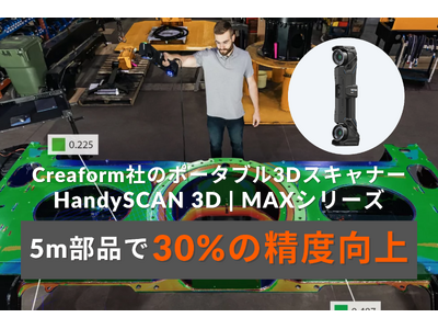 大型部品の測定に適したCreaform社のポータブル3Dスキャナー 「HandySCAN 3D | MAXシリーズ」５メートルの部品で30%以上の精度向上を実現