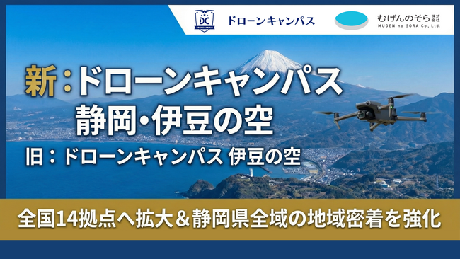 ドローン国家資格スクール「ドローンキャンパス 伊豆の空」、2月1日より「ドローンキャンパス 静岡・伊豆の空」へ名称変更。静岡県全域への地域密着体制を強化