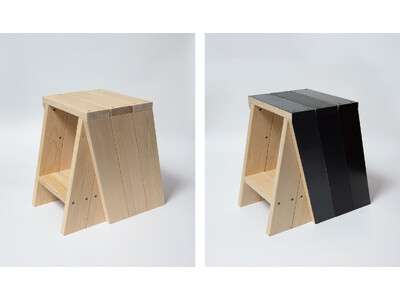 〈石巻工房 × クラフトシップス〉「AA LOW STOOL」に黒箔・拭漆・吹付塗装を重ねた特別仕様の限定モデルを発表。