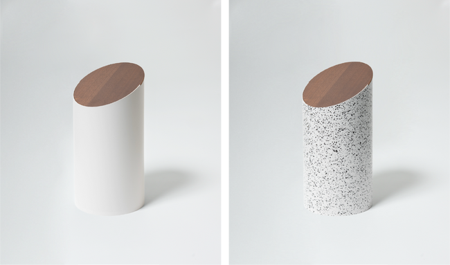 〈MOHEIM × クラフトシップス〉「SWING BIN」（ダストボックス）に石目模様を施した限定モデルを発表。