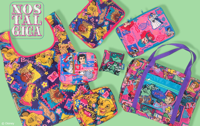 プレスリリース「【4/7発売】ディズニーキャラクターをカラフルな総柄で楽しむ＜ノスタルジカ＞シリーズより、春のレジャーにぴったりなバッグ＆ポーチが登場」のイメージ画像