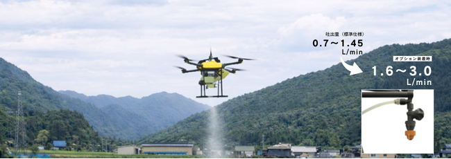 農業用ドローンの吐出量が従来比約2倍に! 防除の効率化やいも類・ねぎ類への対応を実現!