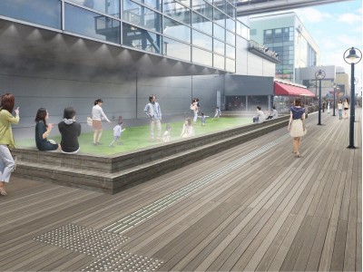 人工芝×ドライミストでお台場「デックス東京ビーチ」に新たな憩いの場を創出。「シーサイド広場」 ２０１８年９月２２日（土）開設