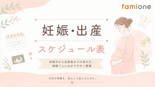 妊娠初期から産後1年まで時期ごとの変化と過ごし方をまとめた「妊娠・出産スケジュール表（ファミワン監修）」の無料配布を開始しました」